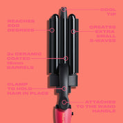 16mm Mermaid Waver + Handle, Sunrise Black