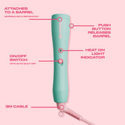 Long Tong 32mm Attachment & Handle, Aqua + Pink