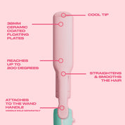 Wide Straightener 38mm Attachment & Handle, Aqua + Pink
