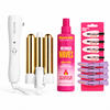 Mark Hill  Mermaid Waves styling set on a with mermaid waves spray bottle, and a pink card of purple hair clips.