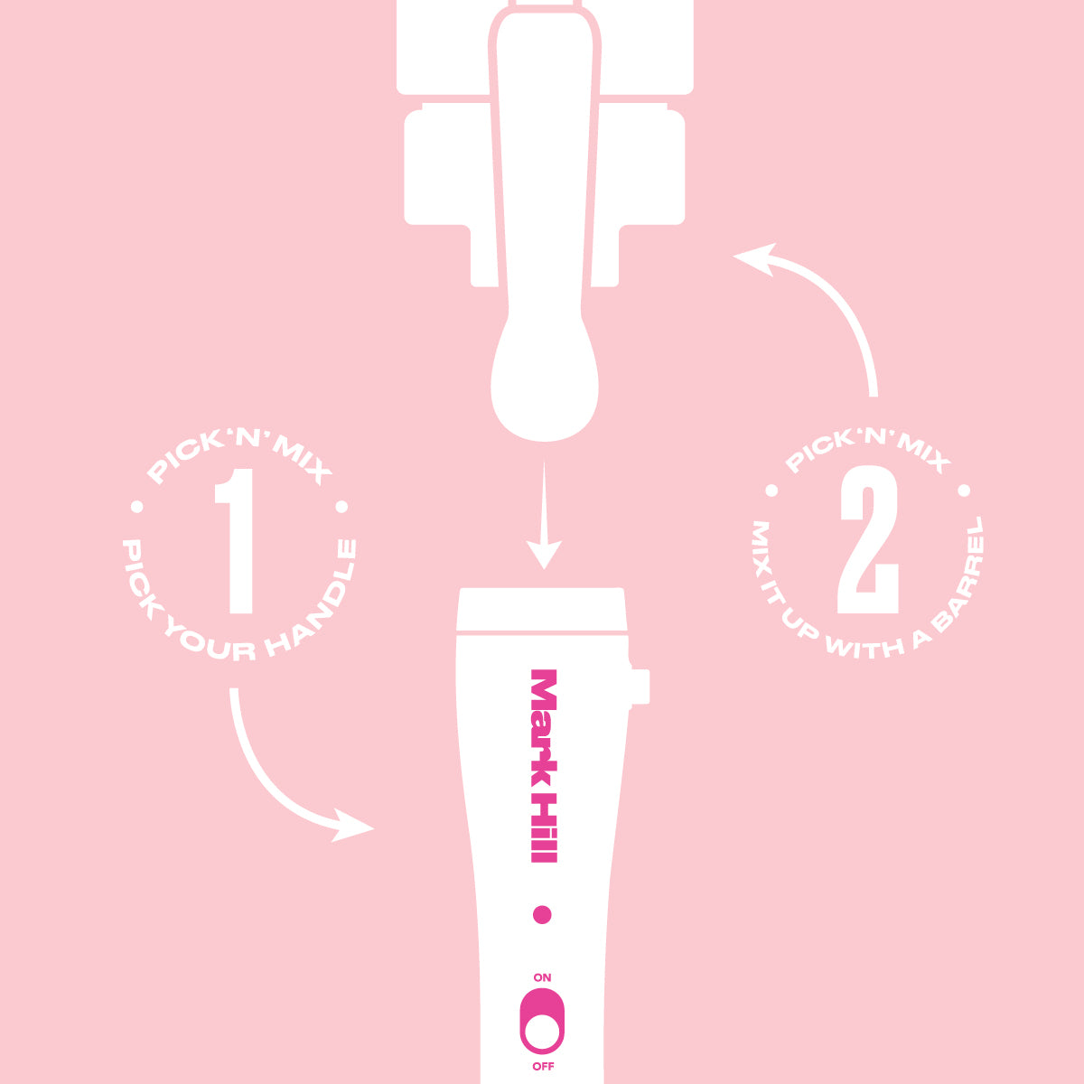 Styling Wand Handle, Hot Pink