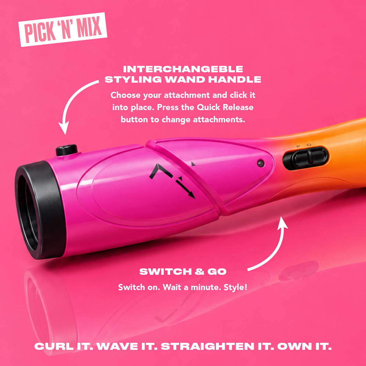 16mm Mermaid Waver + Handle, Sunrise Black