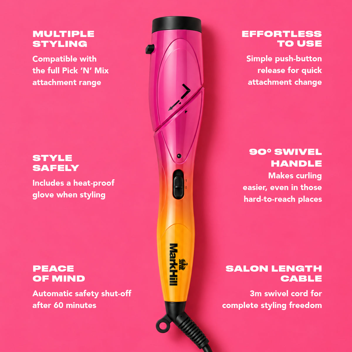 16mm Mermaid Waver + Handle, Sunrise Black