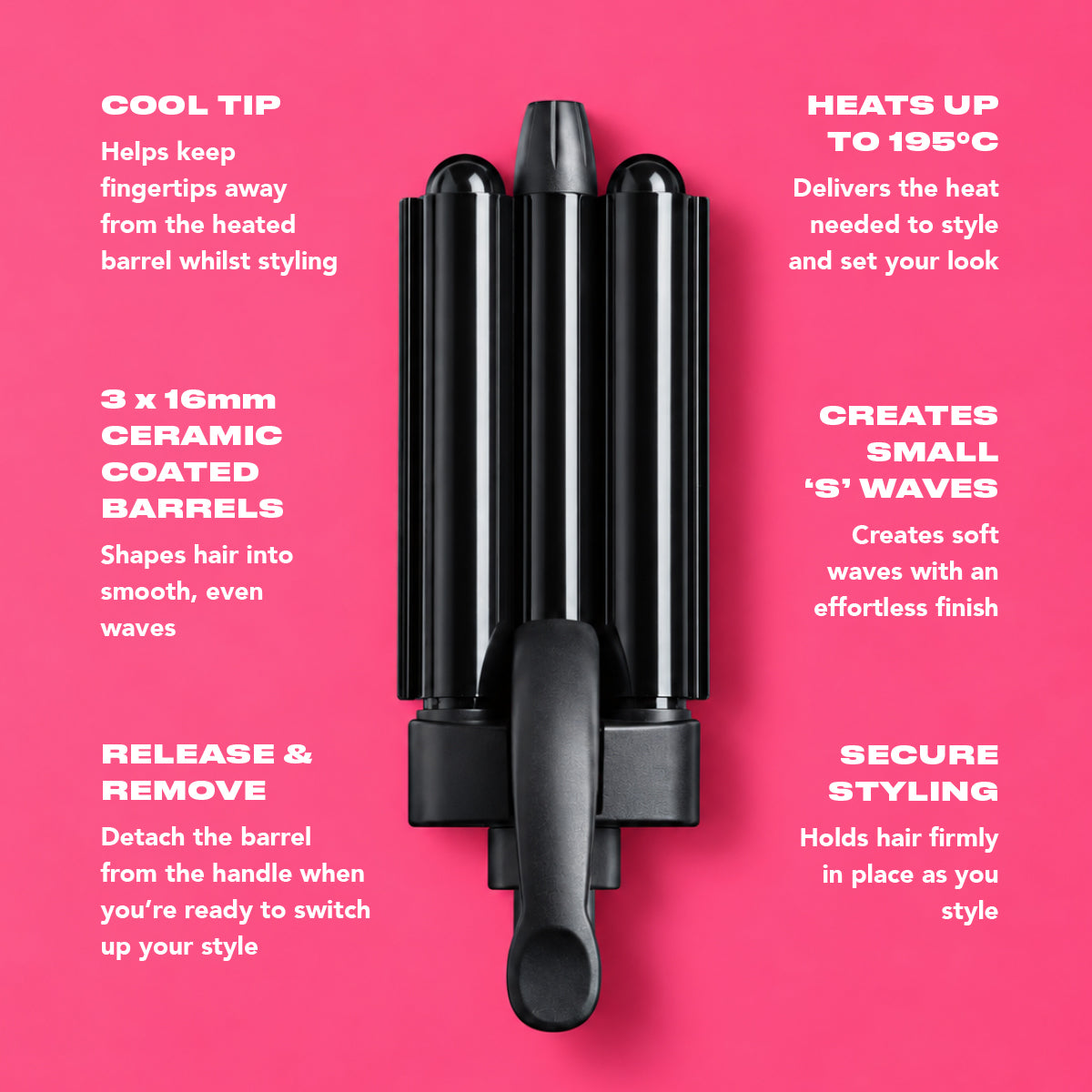 16mm Mermaid Waver + Handle, Sunrise Black