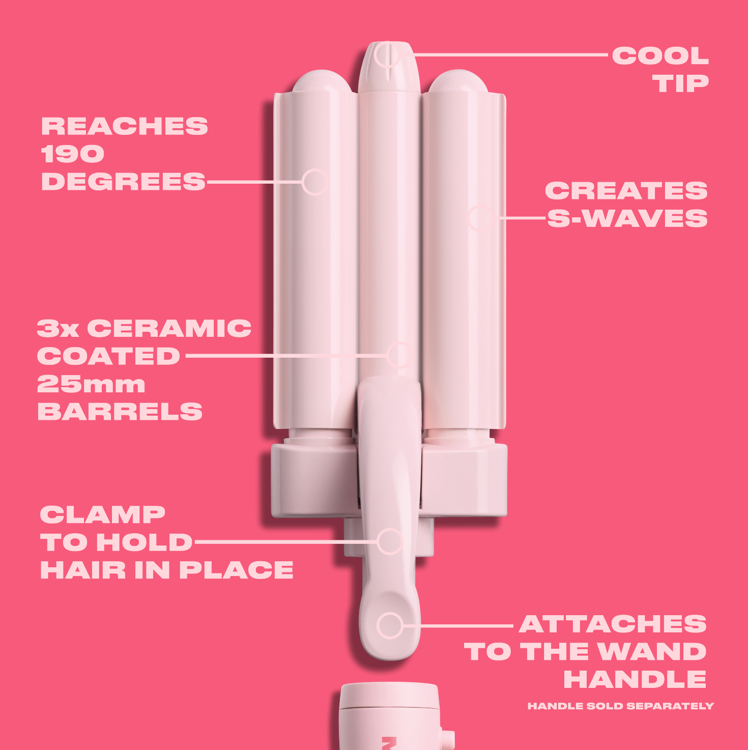 21mm Mermaid Waver + Handle, Pink