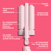 21mm Mermaid Waver + Handle, Pink