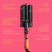 21mm Mermaid Waver + Handle, Sunrise Black