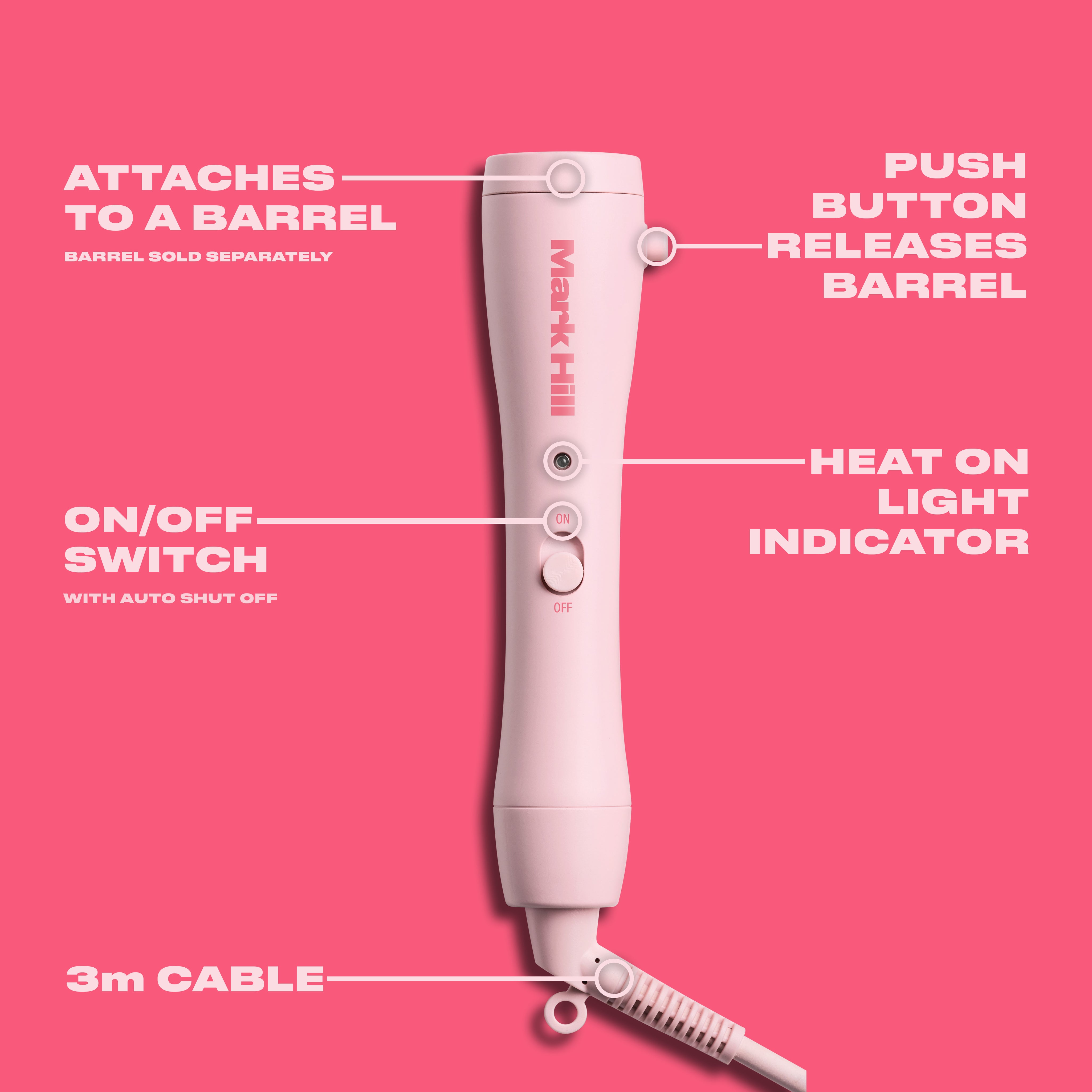 Styling Wand Handle, Pink