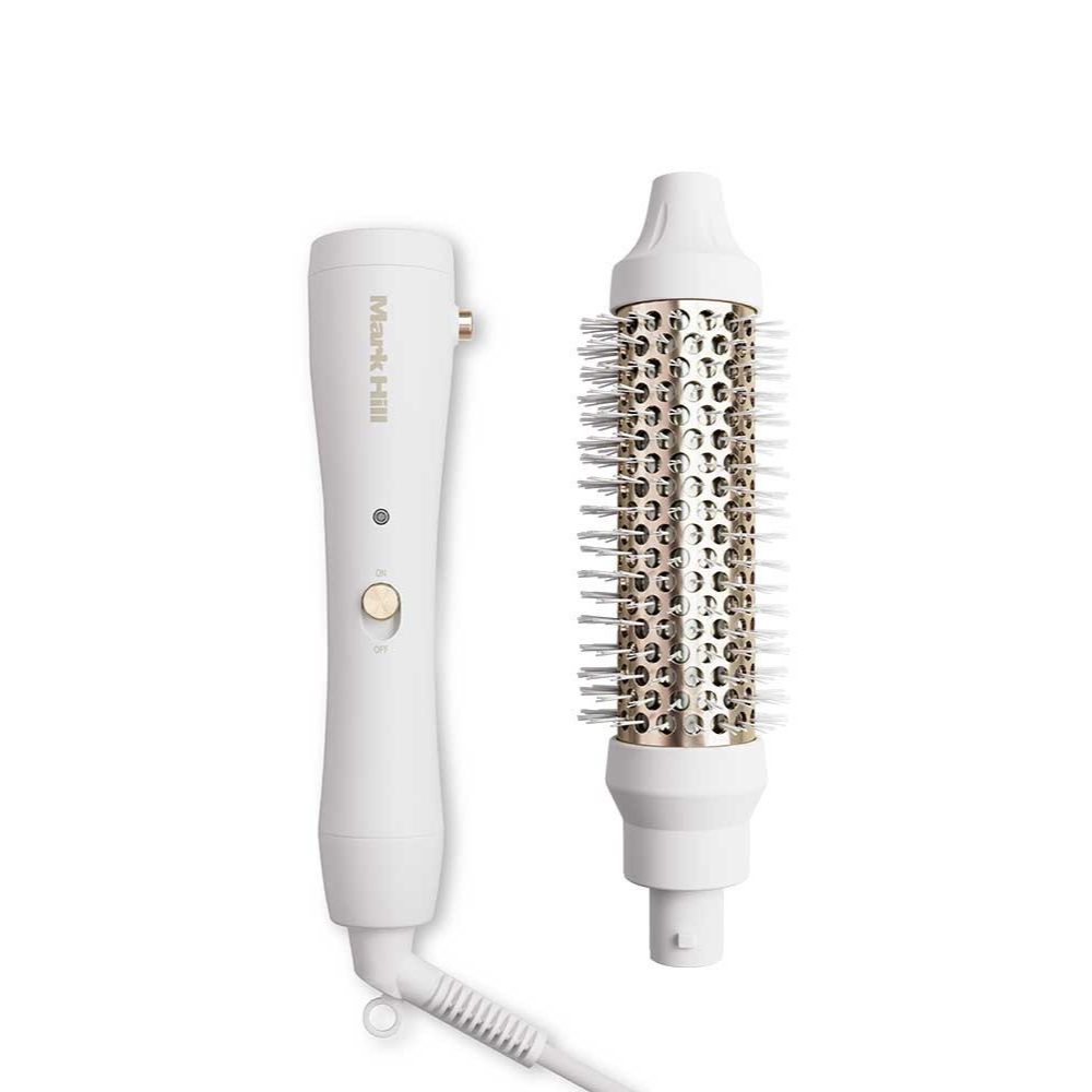 35mm Round Brush Attachment + Handle Ice White