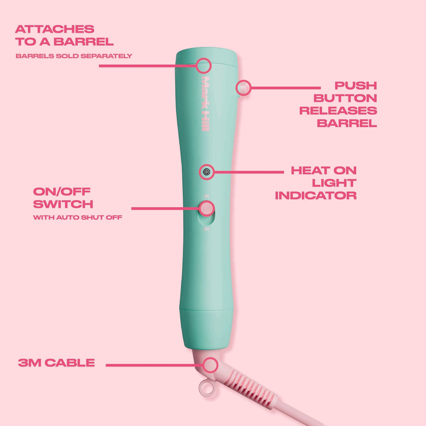 aqua curling wand handle blue