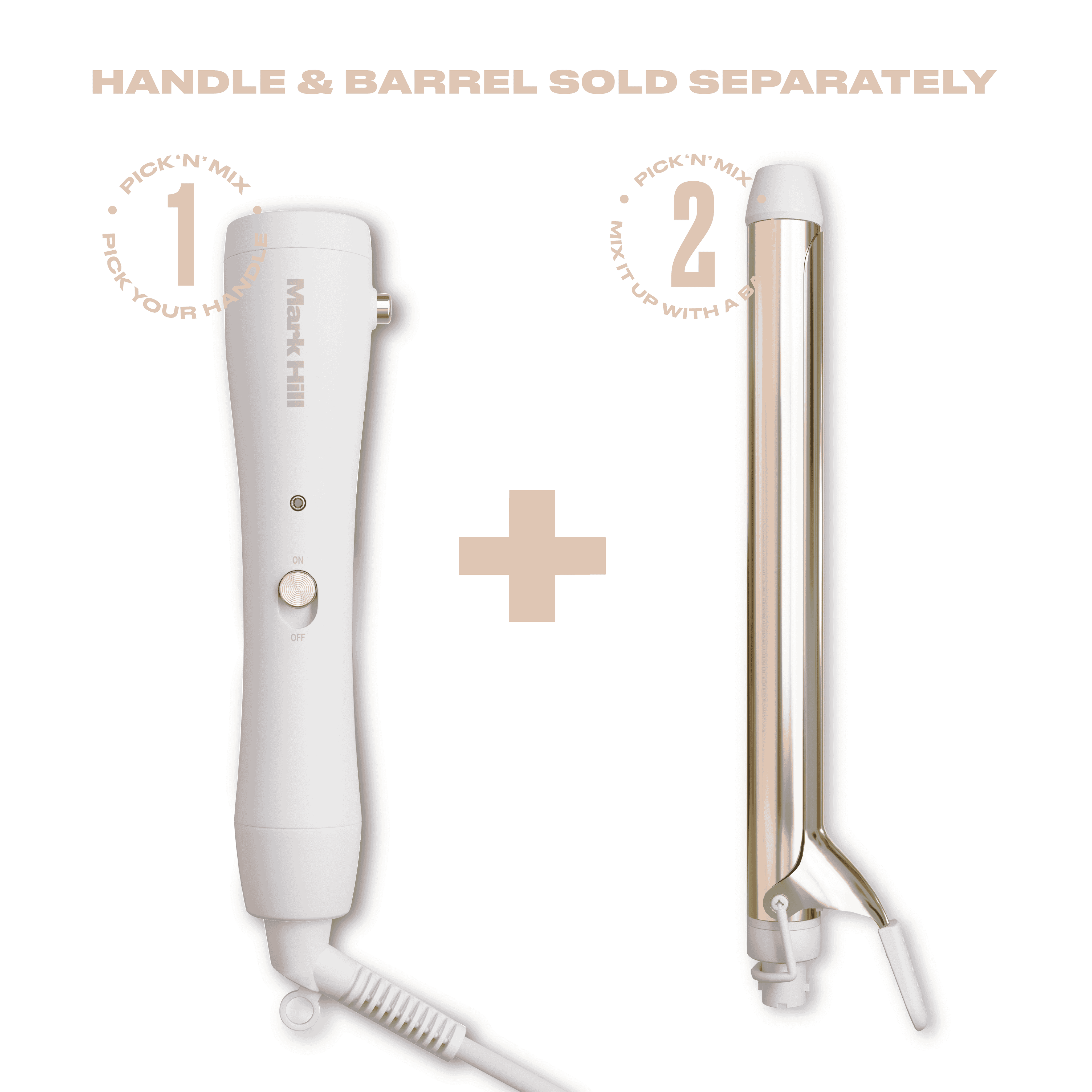 Hair tong with separate handle and barrel on a white background