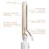Hair styling tool with features highlighted on a white background