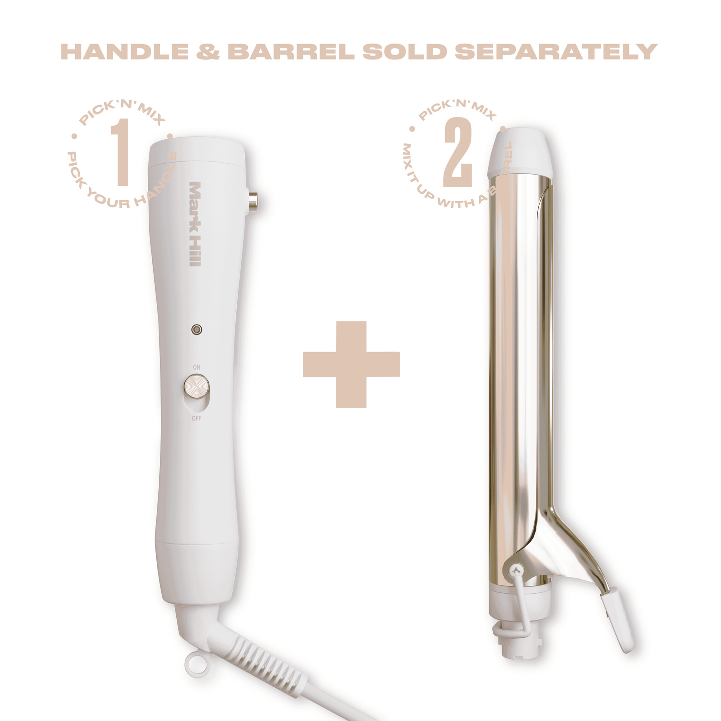 Hair tong with separate handle and barrel on a white background